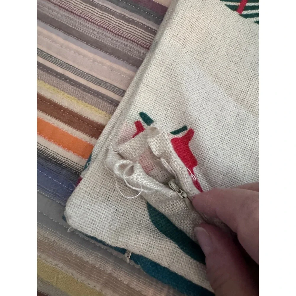 Set of 4 Christmas Pillow Covers 18x18 Rustic Linen Holiday Decor Red Green